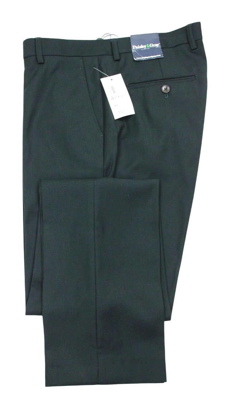 Paisley & Gray Pants Mens 30x32 Forest Green Slim Fit Dress Trousers Flat Front